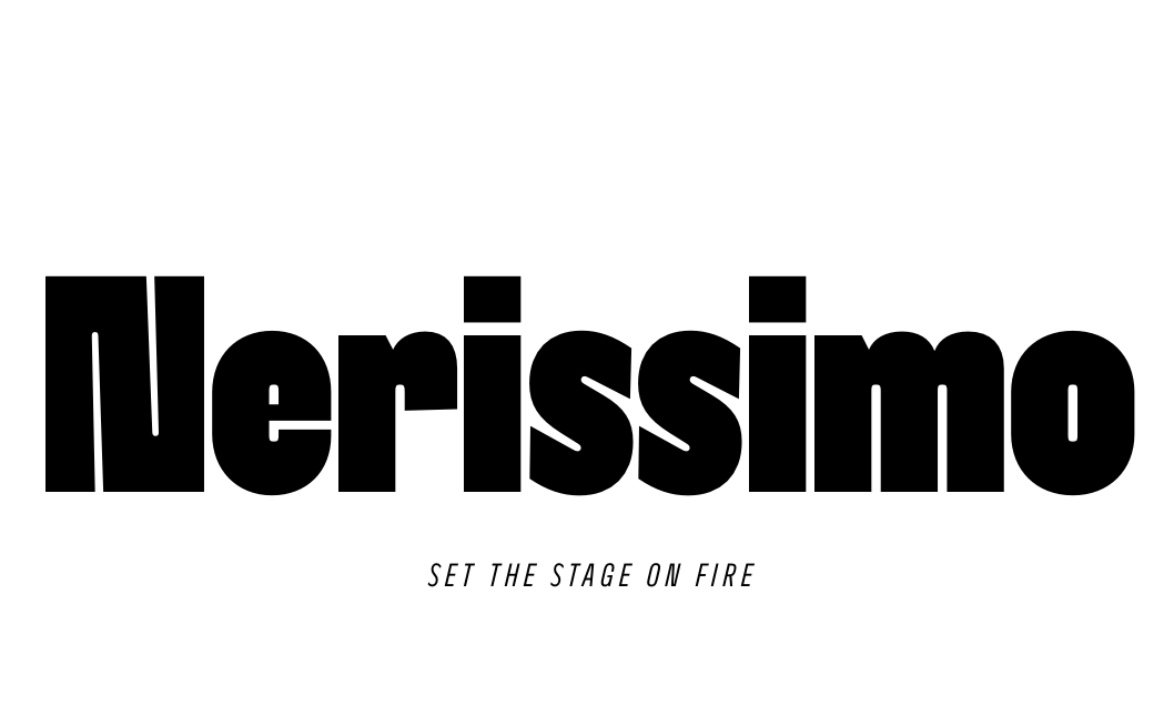Nerissimo display sans serif font family - brutalist typeface with 18 styles