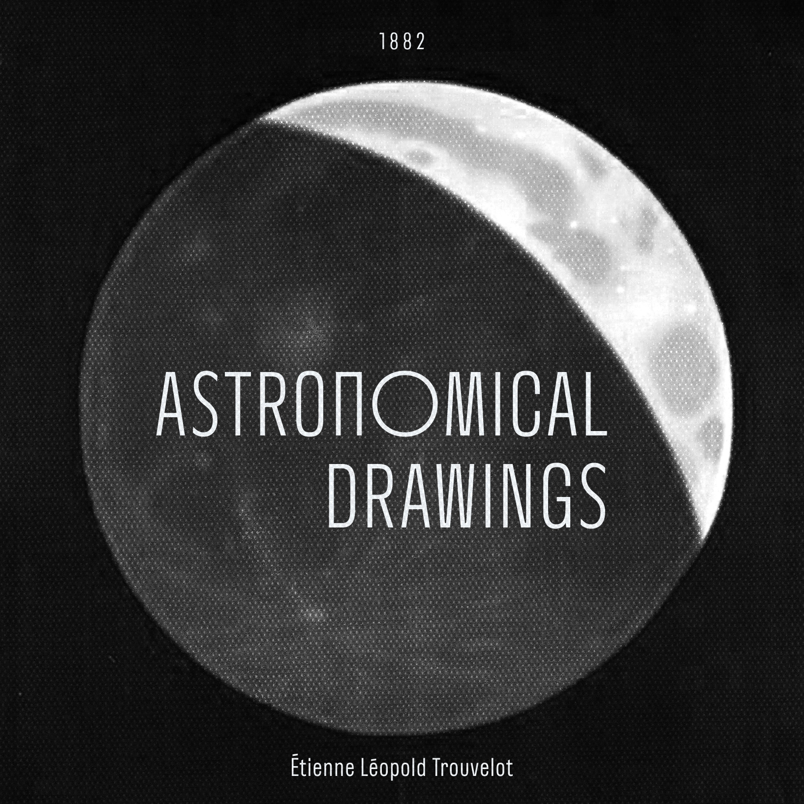 Demo Nerissimo font in use: imaged cover book based on an illustration of the serie Astronomical drawings, Etienne Léopold Trouvelot, 1882