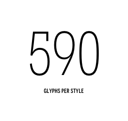 590 glyphs per style