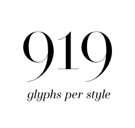 919 glyphs per style